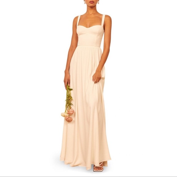 NWT Reformation Hollyhock Dress in Champagne Blush Pink - Picture 2 of 13